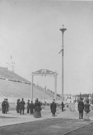 un trepador compitiendo en Atenas 1896. Todavía no había BMX ni voley de playa en esa época