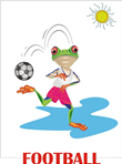 La mascota oficial de los Island Games demuestra su habilidad en una cancha en pésimo estado